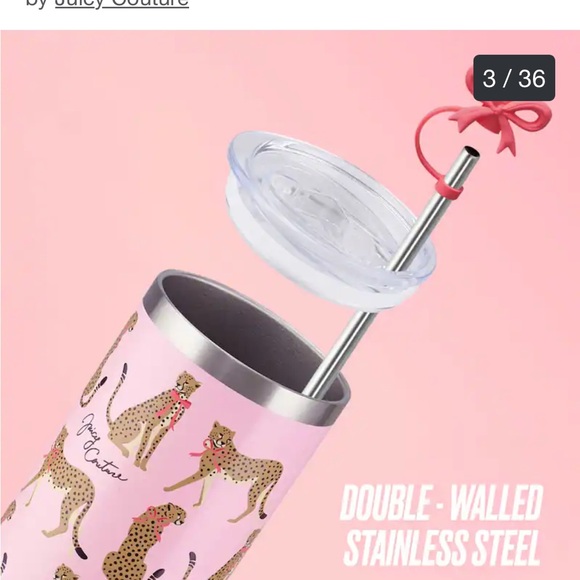 Juicy Couture Pink Cheetah Print Tumbler NWT - Picture 3 of 7